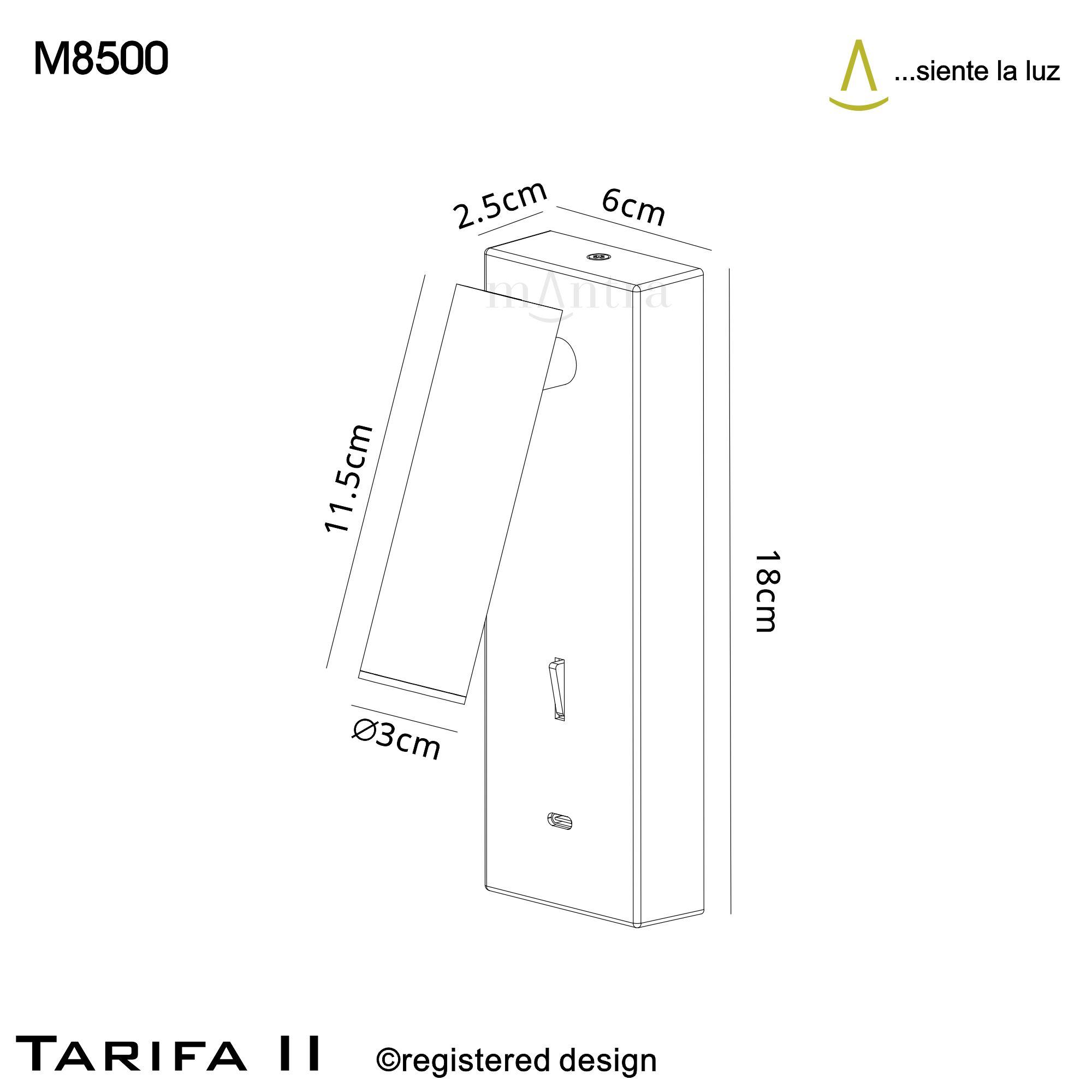 M Tarifa Ii Mantra Fusion Tarifa Ii Wall Reading Light W Led With